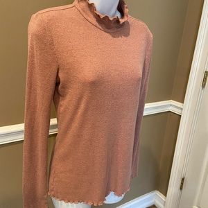 Philosophy Peachy Pink ruffled turtleneck long sleeve top, sz S